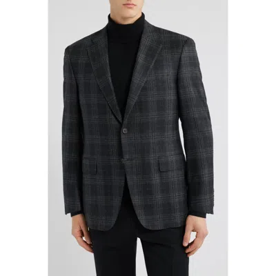 Canali Siena Regular Fit Plaid Wool Sport Coat In Charcoal