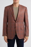 Canali Siena Regular Fit Shadow Check Silk & Cashmere Sport Coat In Copper