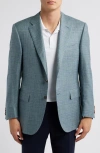 Canali Siena Regular Fit Shadow Check Silk & Cashmere Sport Coat In Light Green