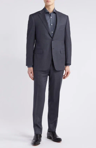 Canali Siena Regular Fit Shadow Plaid Wool Suit In Charcoal