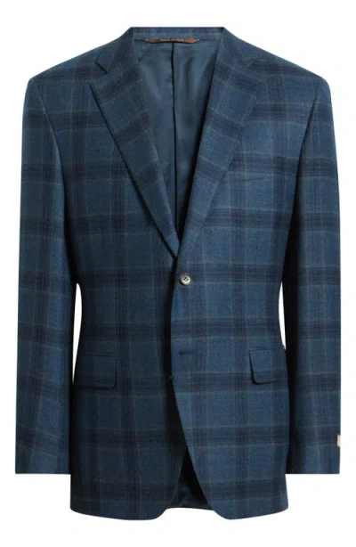 Canali Siena Regular Fit Windowpane Check Brushed Wool Sport Coat In Blue