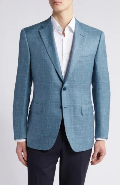 Canali Siena Regular Fit Windowpane Check Wool & Silk Blend Sport Coat In Green