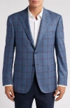 Canali Siena Regular Fit Windowpane Check Wool Sport Coat In Blue