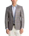 Canali Siena Wool, Silk, & Linen Melange Plaid Regular Fit Sport Coat In Brown