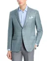 Canali Siena Wool, Silk & Linen Plaid Classic Fit Sport Coat In Sage Green/ Light Blue