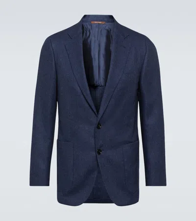 Canali Silk And Cashmere Blazer In Blue
