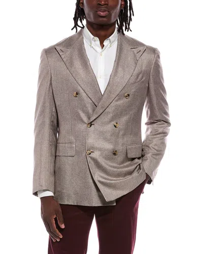 Canali Silk Blazer In Brown