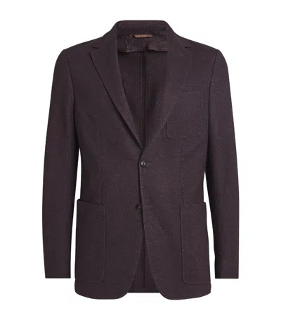 Canali Silk-cashmere Blazer In Burgundy