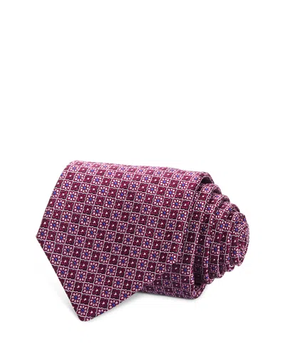 Canali Silk Classic Floral Medallion Tie In Red