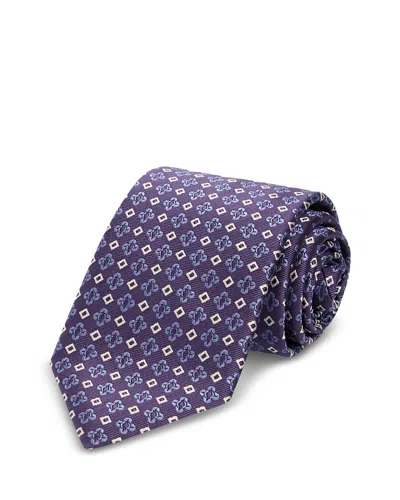 Canali Silk Classic Flower Square Tie In White