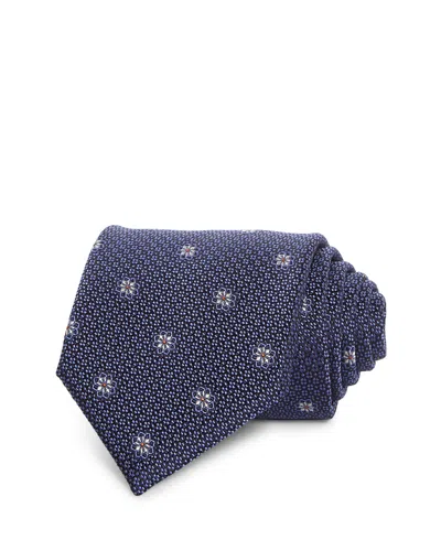 Canali Silk Classic Flower Tie In Blue