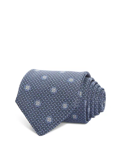 Canali Silk Classic Flower Tie In Blue
