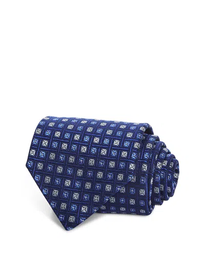 Canali Silk Classic Geometric Box Tie In Blue