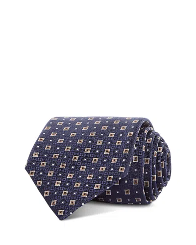 Canali Silk Classic Geometric Tie In Blue