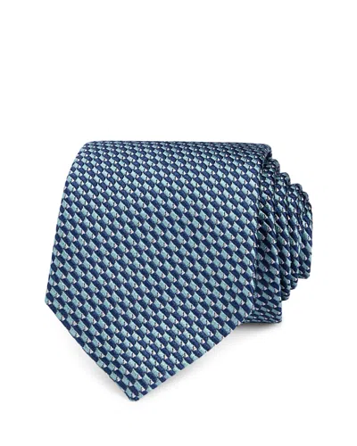 Canali Silk Classic Geometric Tie In Blue