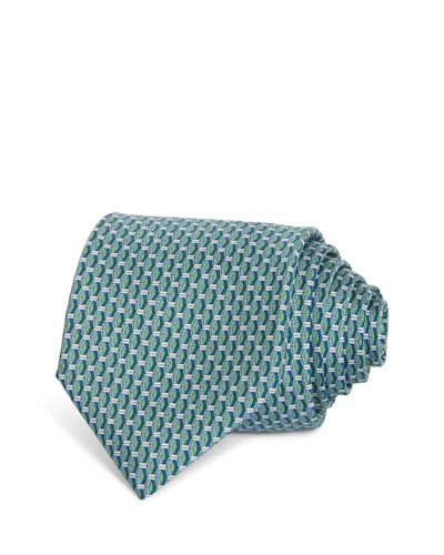 Canali Silk Classic Geometric Tie In Green