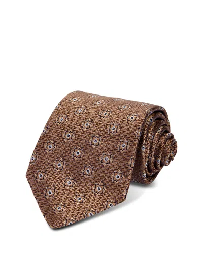 Canali Silk Classic Medallion Tie In Brown