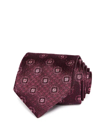 Canali Silk Classic Medallion Tie In Red