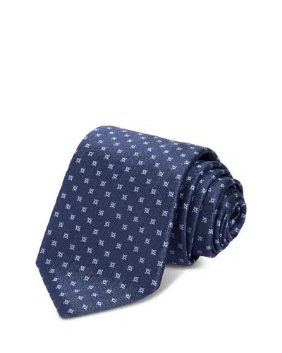 Canali Silk Classic Star Tie In Blue