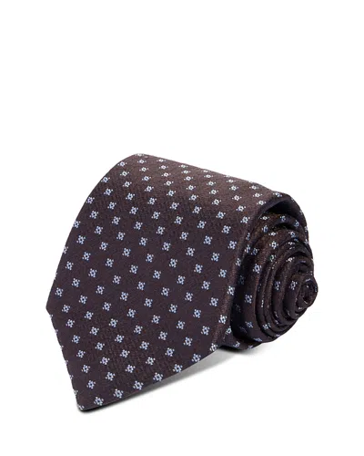 Canali Silk Classic Star Tie In Brown