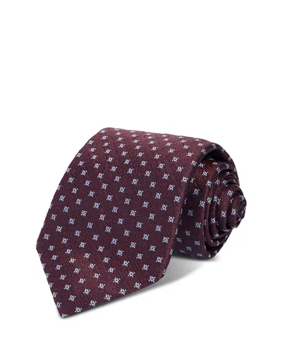 Canali Silk Classic Star Tie In Burgundy