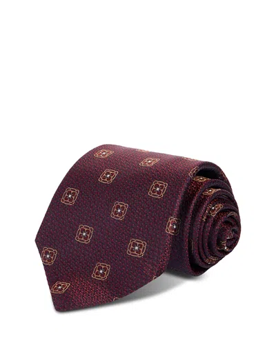 Canali Silk Classic Textured Medallion Tie In Burgundy
