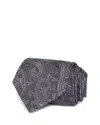 Canali Silk Classic Textured Paisley Tie In Gray
