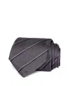 Canali Silk Classic Textured Stripe Tie In Gray