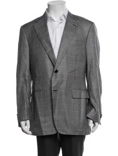 Pre-owned Canali Silk Houndstooth Print Jacket In Multicolor