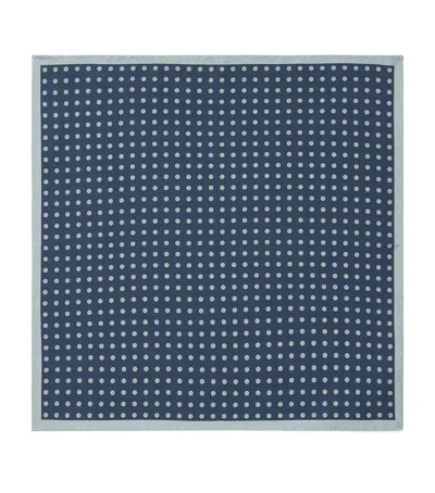 Canali Silk Medallion Print Pocket Square In Blue