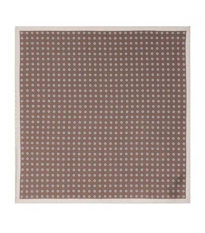 Canali Silk Medallion Print Pocket Square In Brown