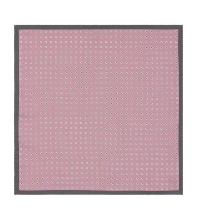 Canali Silk Medallion Print Pocket Square In Pink