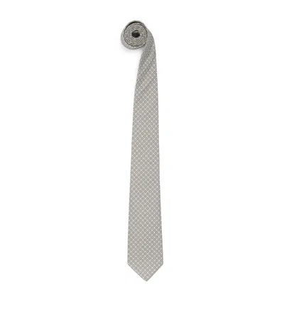 Canali Silk Medallion Print Tie In Gray
