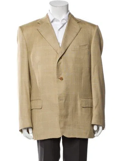 Pre-owned Canali Silk Peacoat In Neutral
