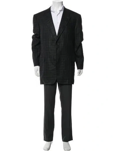 Pre-owned Canali Silk Plaid Print Jacket In Black