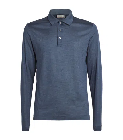 Canali Silk Polo Shirt In Blue