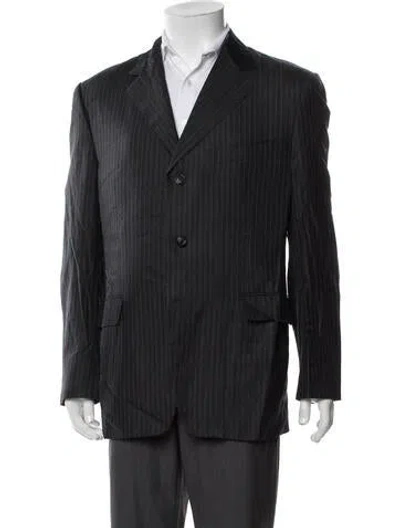 Pre-owned Canali Silk Striped Blazer In Black