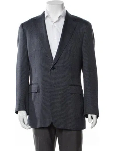 Pre-owned Canali Silk Striped Coat In Gray