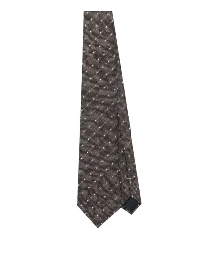 Canali Silk Tie In Brown