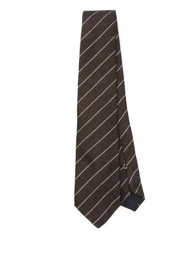 Canali Silk Tie In Brown