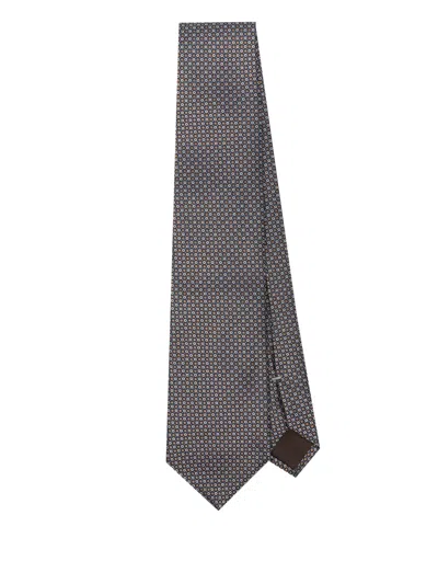 Canali Silk Tie In Brown