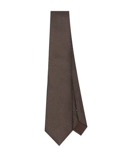 Canali Silk Tie In Brown