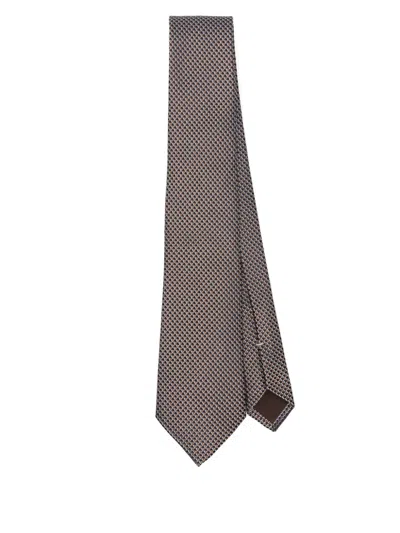 Canali Silk Tie In Brown