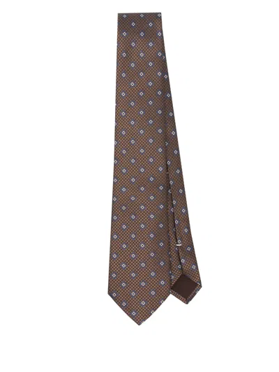 Canali Silk Tie In Brown