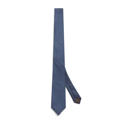 Canali Silk Tie In Brown