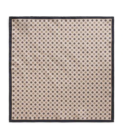 Canali Silk Tile Print Pocket Square In Neutral