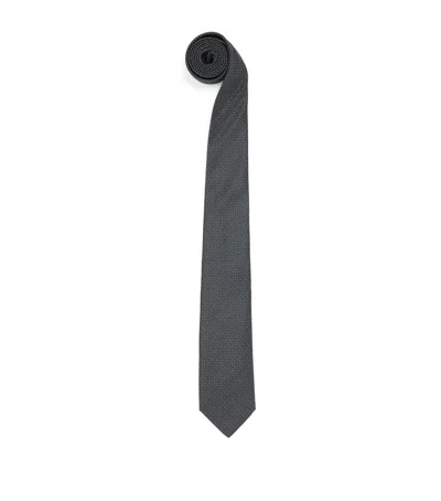 Canali Silk-wool Jacquard Tie In Black