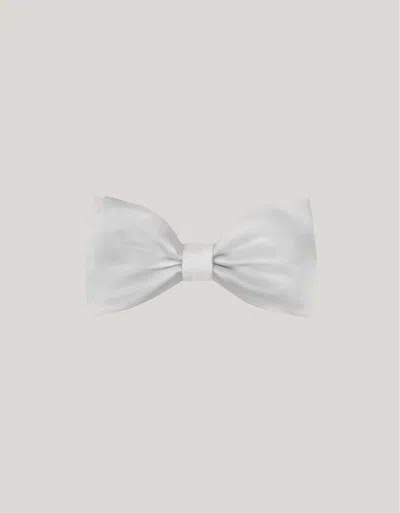 Canali Silver Silk Bow Tie In Gray