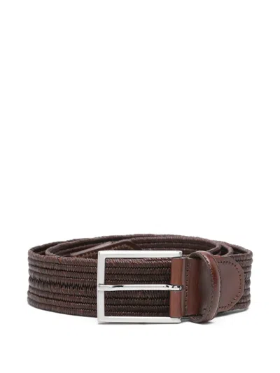 Canali Silver-tone-buckle Belt In Brown