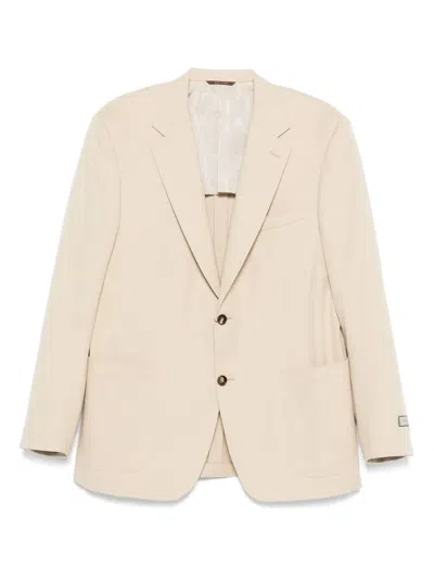 Canali Single-breasted Blazer In Neutral